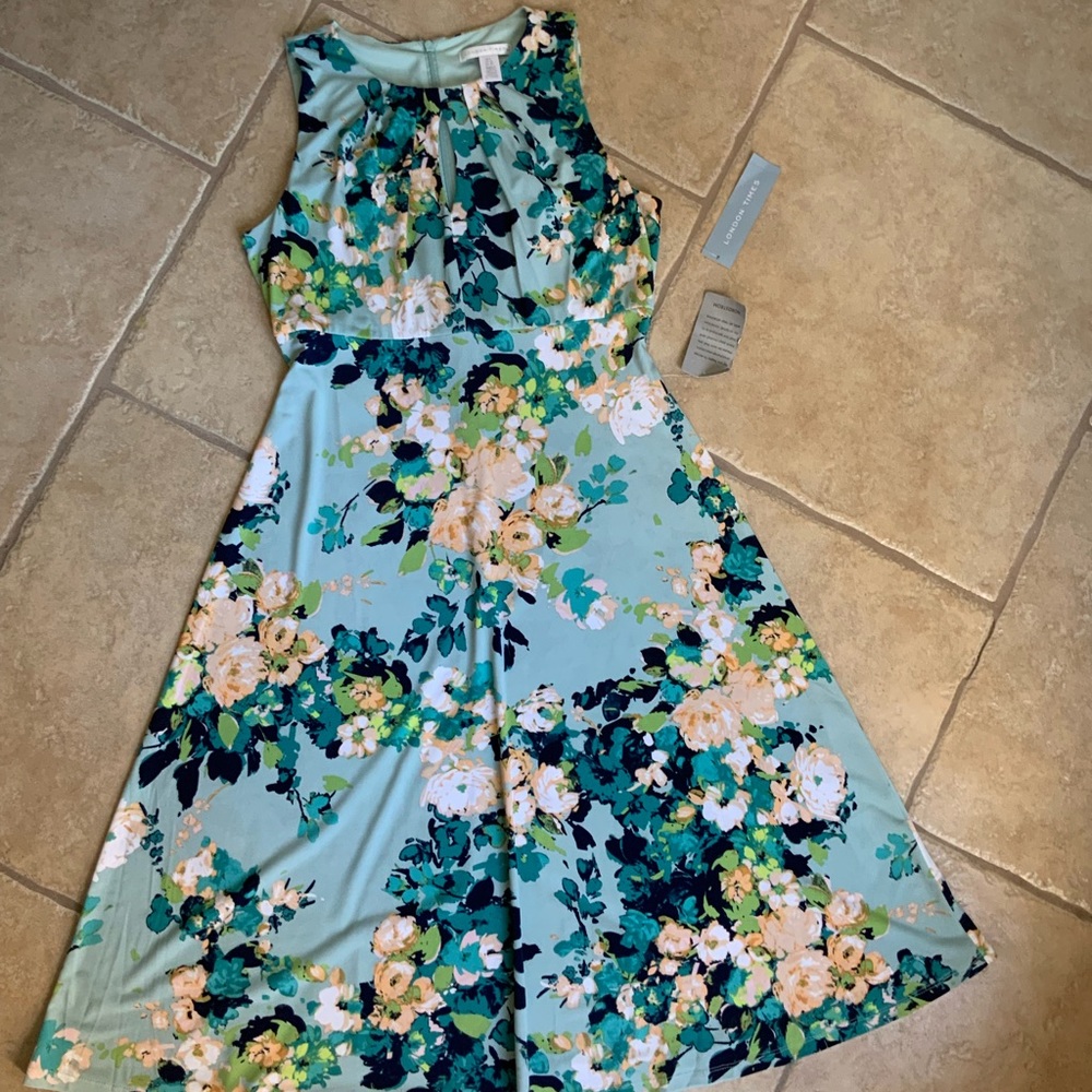 NWT London Times Floral sleeveless Dress Sz 8